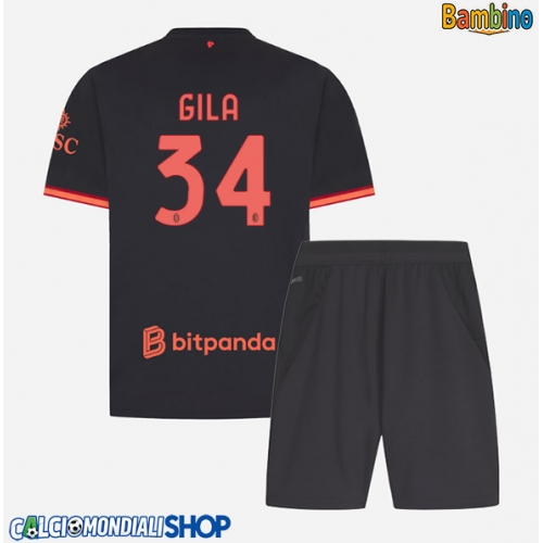 Maglie da calcio AC Milan Mario Gila #34 Terza Maglia Bambino 2026-27 Manica Corta + Pantaloni corti)